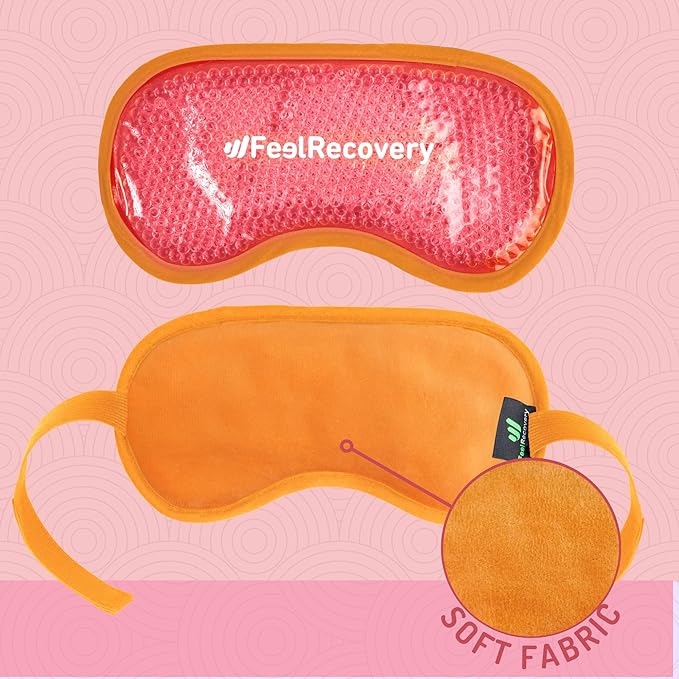 Cooling Gel Eye Mask for Puffy Eyes (8x4 in) - Reusable Cold Compress Pack for Dry Eyes, Tired Eyes, Headaches, Dark Circles - Flexible Golden Gel Beads Hot & Cold Therapy-Velvo Beauty