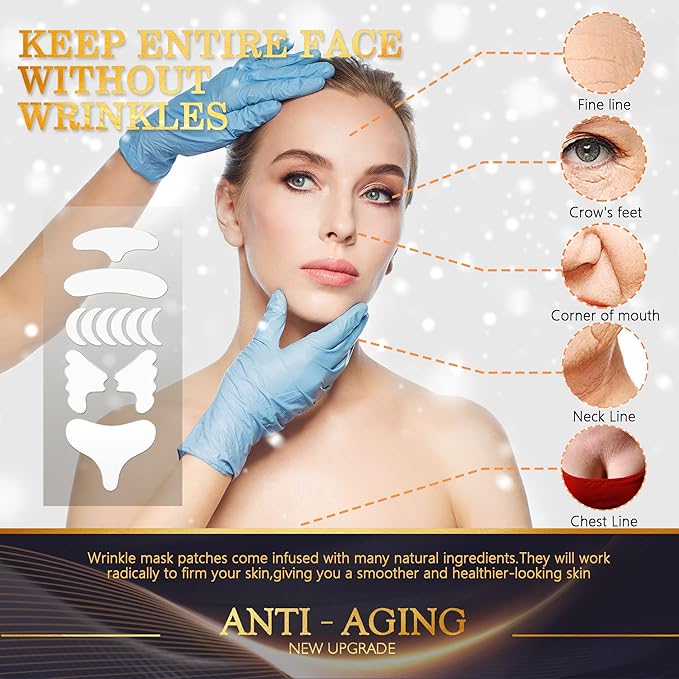 Neck Wrinkle Patches – Reusable Silicone Patches for Chest, Forehead, Under Eye, Neck, Nasolabial Folds – Anti Wrinkle Pads for Firming, Smoothing Fine Lines, Anti-Aging Skincare, 11 Pcs-Velvo Beauty