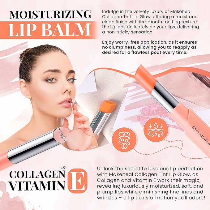 Collagen Tint Lip Balm, Hydrating Nourishing Smooth Lips, Lip Balm Infused with Collagen & Vitamin E, Vibrant Natural Lip Tint Color, From the Makers of Mediheal, Korean Beauty (Pink)-Velvo Beauty