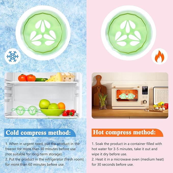 12 Pcs Cucumber Eye Pads Gel Eye Masks Cooling Heating Eye Pads Spa Party Favors Sleepover Party Slumber Party Supplies-Velvo Beauty