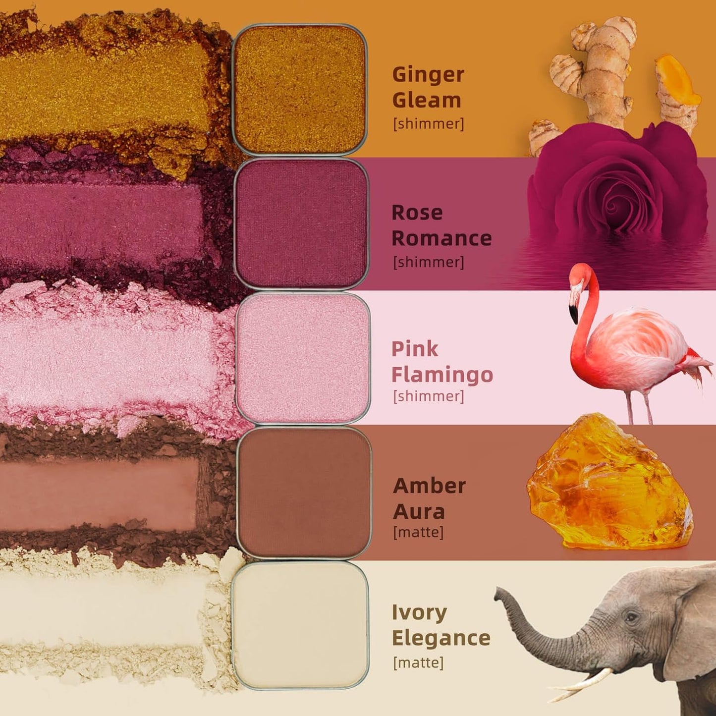 Magnetic single shimmer gold eyeshadow with metal pan, subtle shimmer orange eyeshadow refill pan, mini palette for empty magnetic palette (Ginger Gleam)-Velvo Beauty