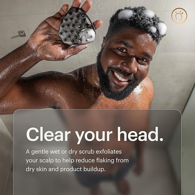 MANSCAPED® The Scalp Buffer Men’s Silicone Head Scrubber – Premium Cleansing & Exfoliating Hair Brush, Ergonomic Handheld Design for Gentle Scalp Massage (1-Pack)-Velvo Beauty