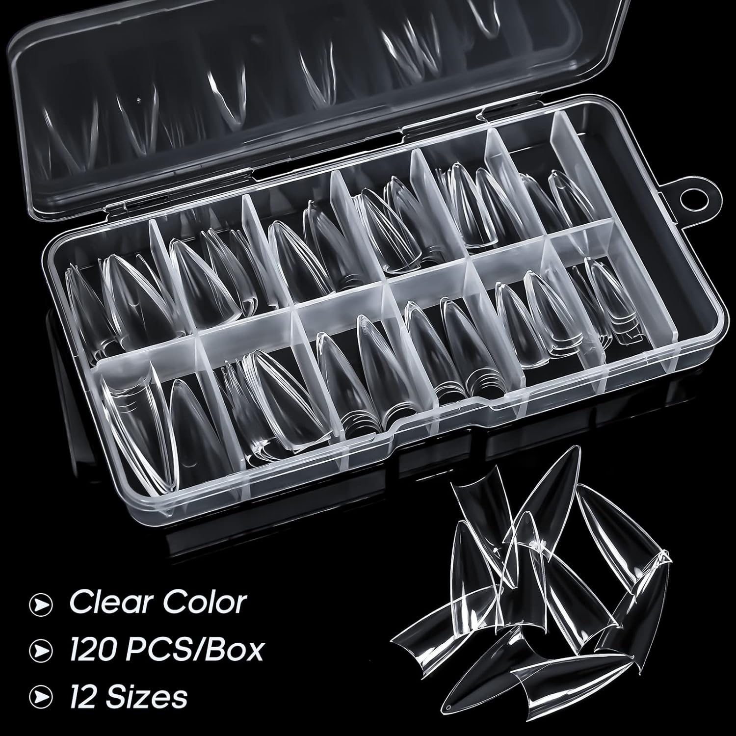 Ranrose 120PCS Short Nail Tips,Short Soft Gel Stiletto Nail Tips Half Cover False Nail Almond Shape Point Acrylic Sharp Artificial False Nail For DIY-Velvo Beauty