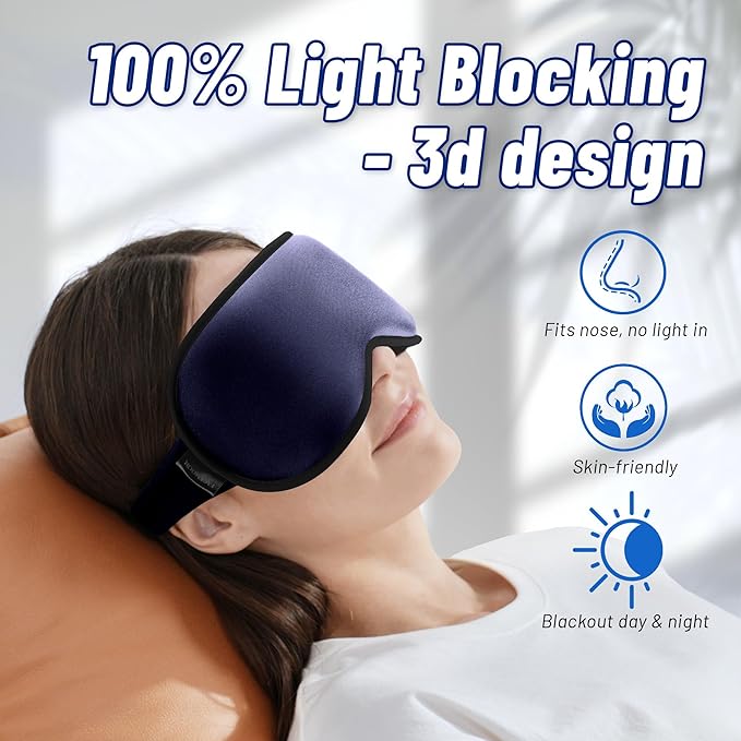 Cooling Gel 3D Sleep Eye Mask-Weighted Blackout Sleep Mask & Cold Compress for Dark Circles, Dry Eyes, and Puffiness - Comfortable, Eyelash-Friendly, Reusable for Relaxing Sleep -Blue-Velvo Beauty