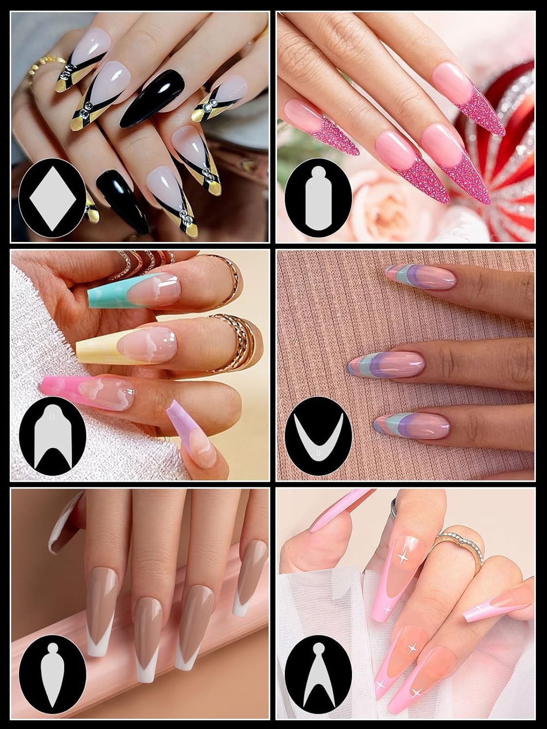 EBANKU French Nail Forms, 144 PCS Silicone Tip Stickers for Dual Nail Forms, Reusable Pads for Poly Gel Nail Mold, Manicure-Velvo Beauty