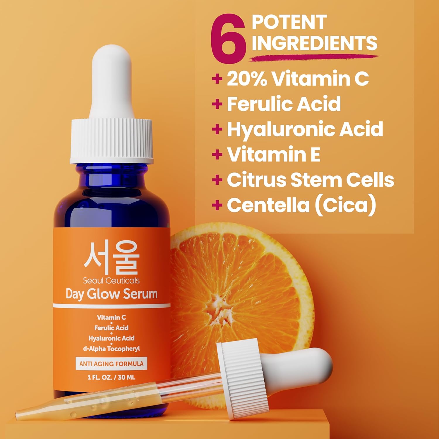 SeoulCeuticals Large 2oz Korean 20% Vitamin C Hyaluronic Acid Serum + CE Ferulic Acid - Potent Anti Aging, Anti Wrinkle K Beauty-Velvo Beauty