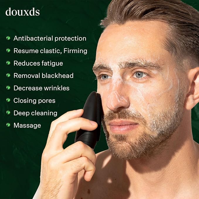 douxds Flex™ Pro Vibrating Face Brush, Electric Face Scrubber, Face Scrubber for Men, Flex™ Face Brush, Men's Skin Care, Powerful Sonic Technology, Removes Dark Marks and Bumps, Acne Treatment-Velvo Beauty