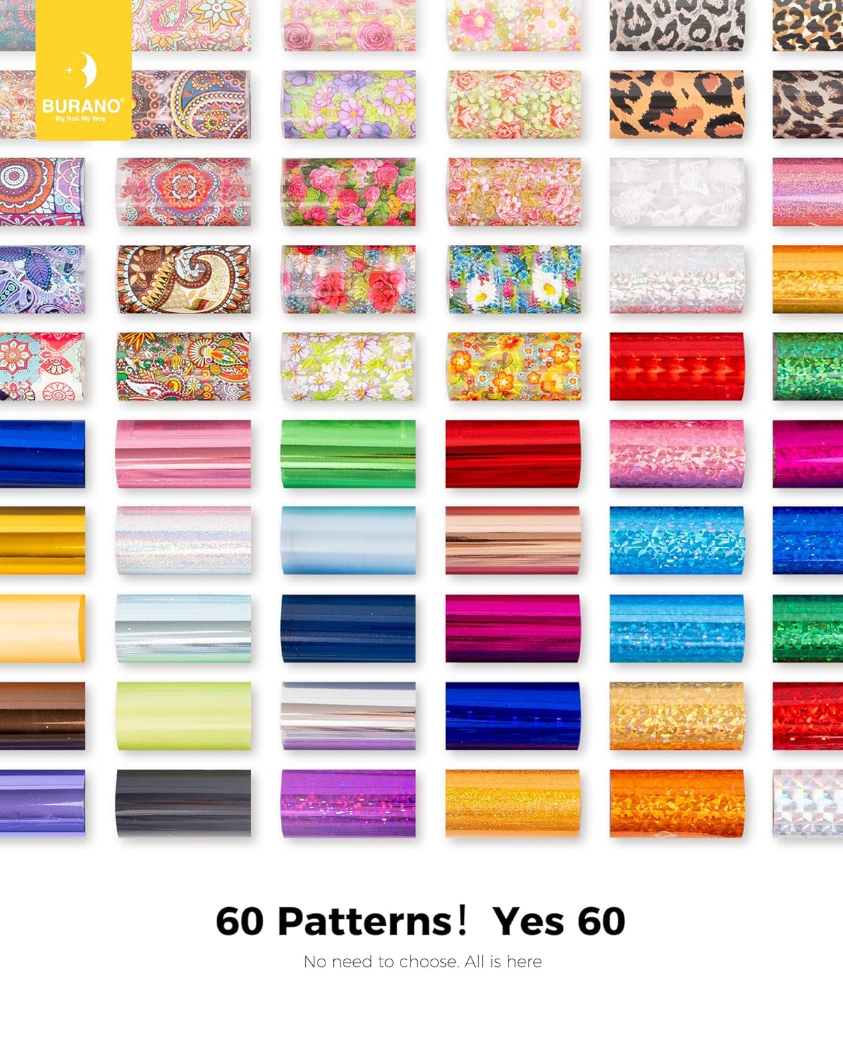 BURANO Nail Art Foil Glue Gel, 15ML 2 Bottles with 60PCS Foils Sticker, Nails Designer Adhesive Transfer Art UV LED Lamp Required-Velvo Beauty