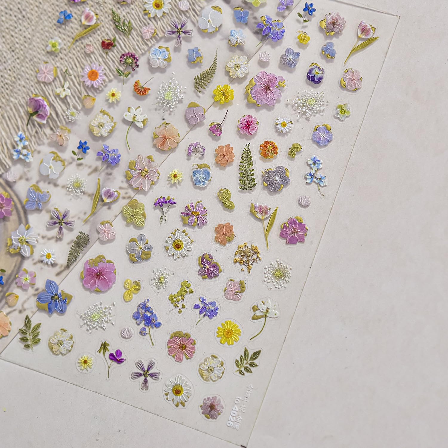 Flowers Nail Art Stickers Colorful Dried Flower Nail Decals 3D Self Adhesive Gold Foil Designs Spring Summer Nail Sticker Daisy Nail Stickers Cute Floral Nail Decal for DIY Nail Art Nails Decor Women-Velvo Beauty