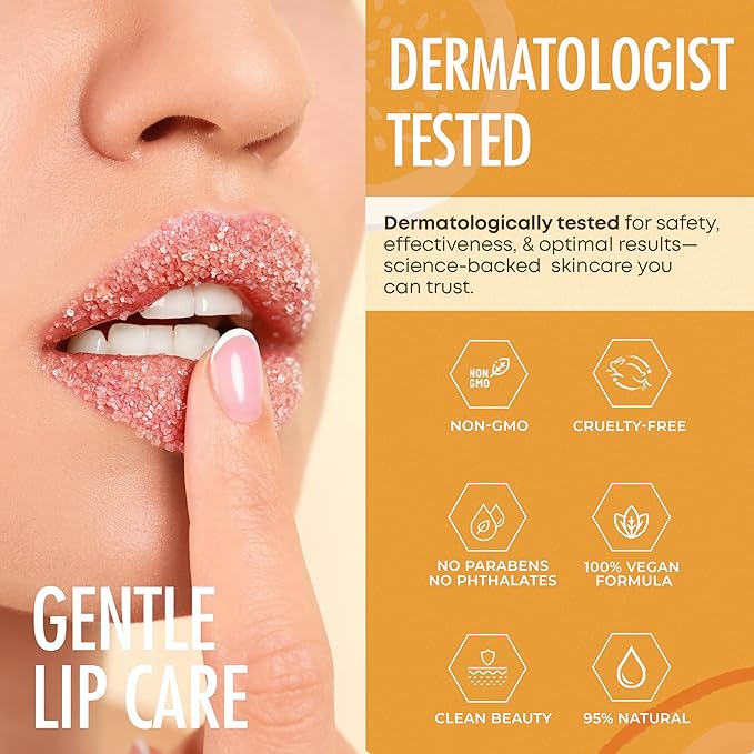 Mango Vanilla Lip Scrub - Dermatologist Tested, Anti-Aging, Korean Skin Care, Deep Exfoliation & Hydration - Smooth, Soft, Plump Lips - Clean Beauty, Vegan, Non-GMO - 1 Pack-Velvo Beauty