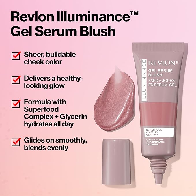 Revlon Illuminance Gel Serum Blush, Visibly Plump Cheeks, Dewy Finish and Hydrates All Day, 120 Striking Rose, 0.37 fl oz.-Velvo Beauty