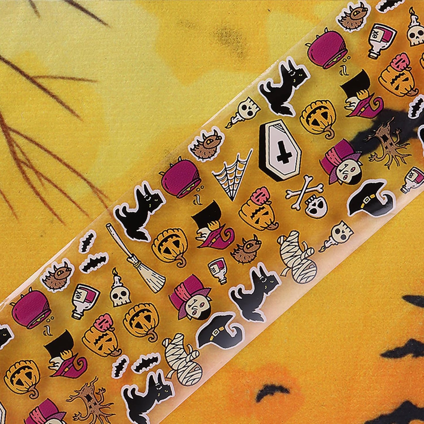 Halloween Nail Art Stickers Decals Pumpkin Ghost Skull Design Nail Accessories for Women and Girls Nail Decorations 10 Sheets Stickers for Halloween Party Decor-Velvo Beauty