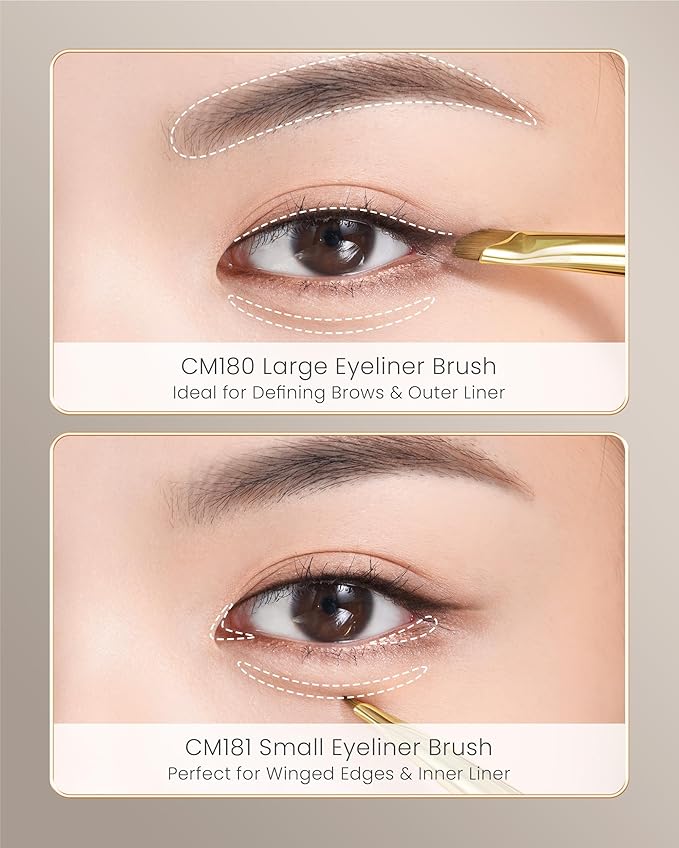 Desert Oak Series Precision Angled Eyeliner Brush - Ultra-Fine Nylon Bristles for Razor-Sharp Gel/Liquid/Powder Lines, Detail Work & Tightlining, Bubinga Handle & Brass Ferrule (CM 181)-Velvo Beauty