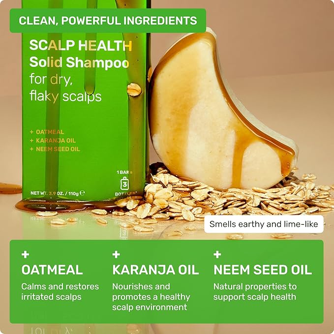 Ethique Scalp Health Shampoo Bar for itchy, dry, flaky scalps with Oatmeal - Plastic-Free, Vegan, Cruelty-Free, 3,88 oz - Formerly Heali Kiwi-Velvo Beauty