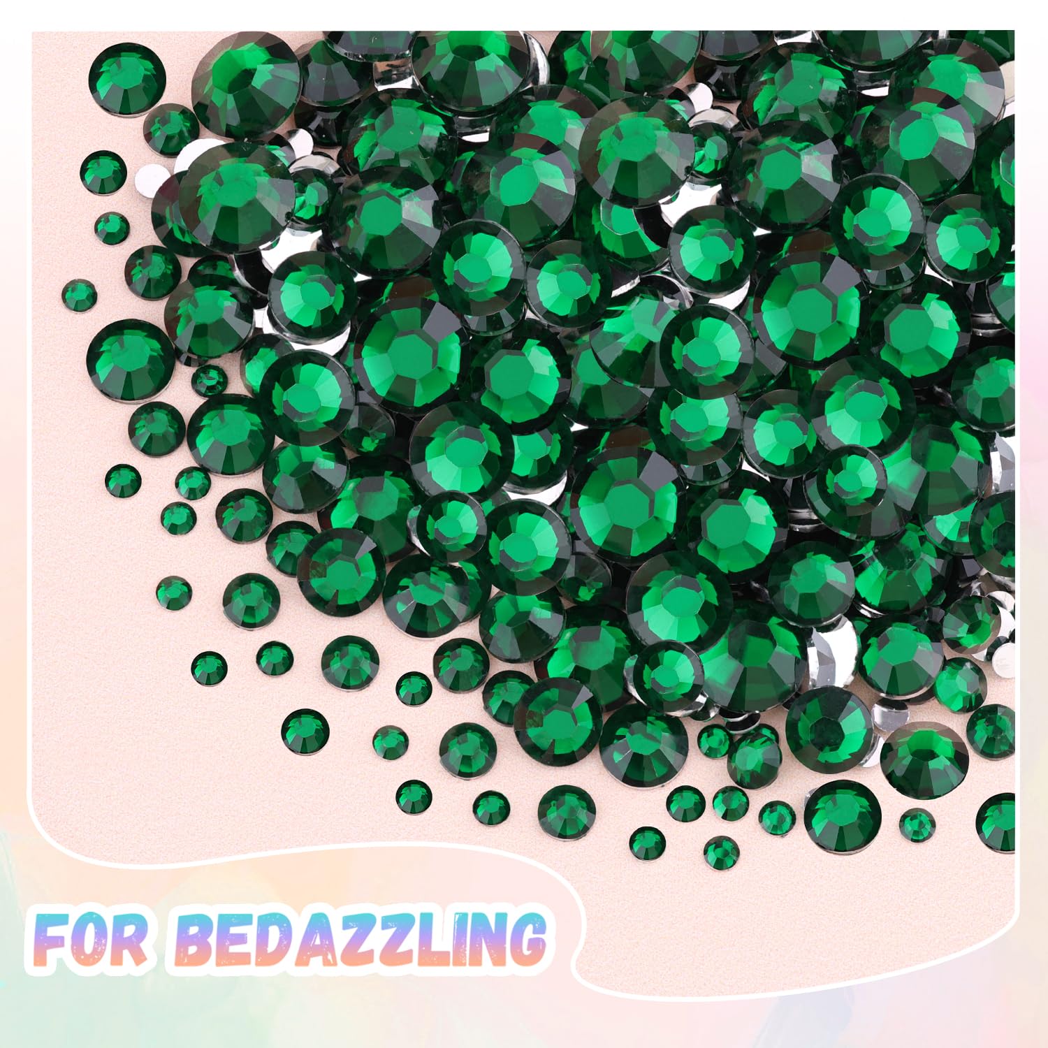 25000Pcs Resin Jelly Rhinestones with Tweezers for Crafting, 2-6mm Mixed Sizes (Dark Green) Non Hotfix Flatback Gems, Bedazzling Crystal for DIY Crafts Clothing Tumblers Mugs Shoes Decor Nail Art-Velvo Beauty