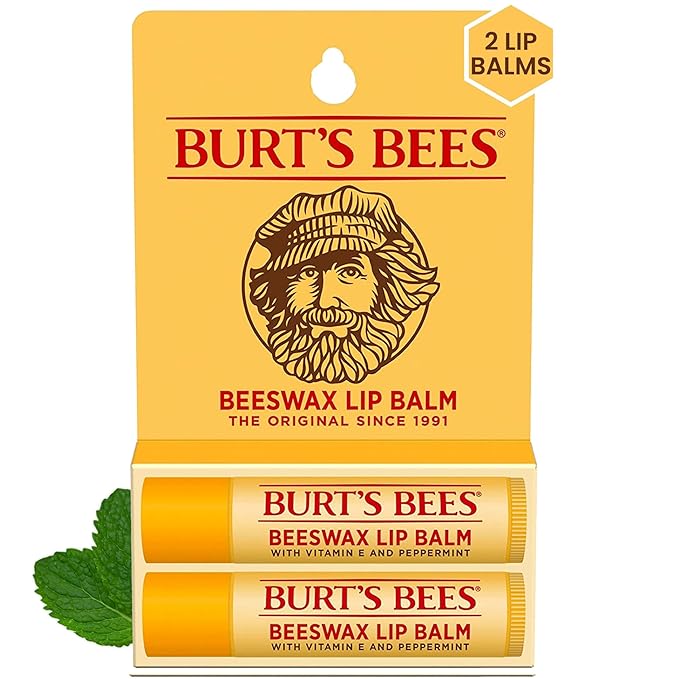 Burt's Bees Lip Balm - Original Beeswax, Lip Moisturizer With Responsibly Sourced Beeswax, Tint-Free, Natural Origin Conditioning Lip Treatment, 2 Tubes, 0.15 oz.-Velvo Beauty