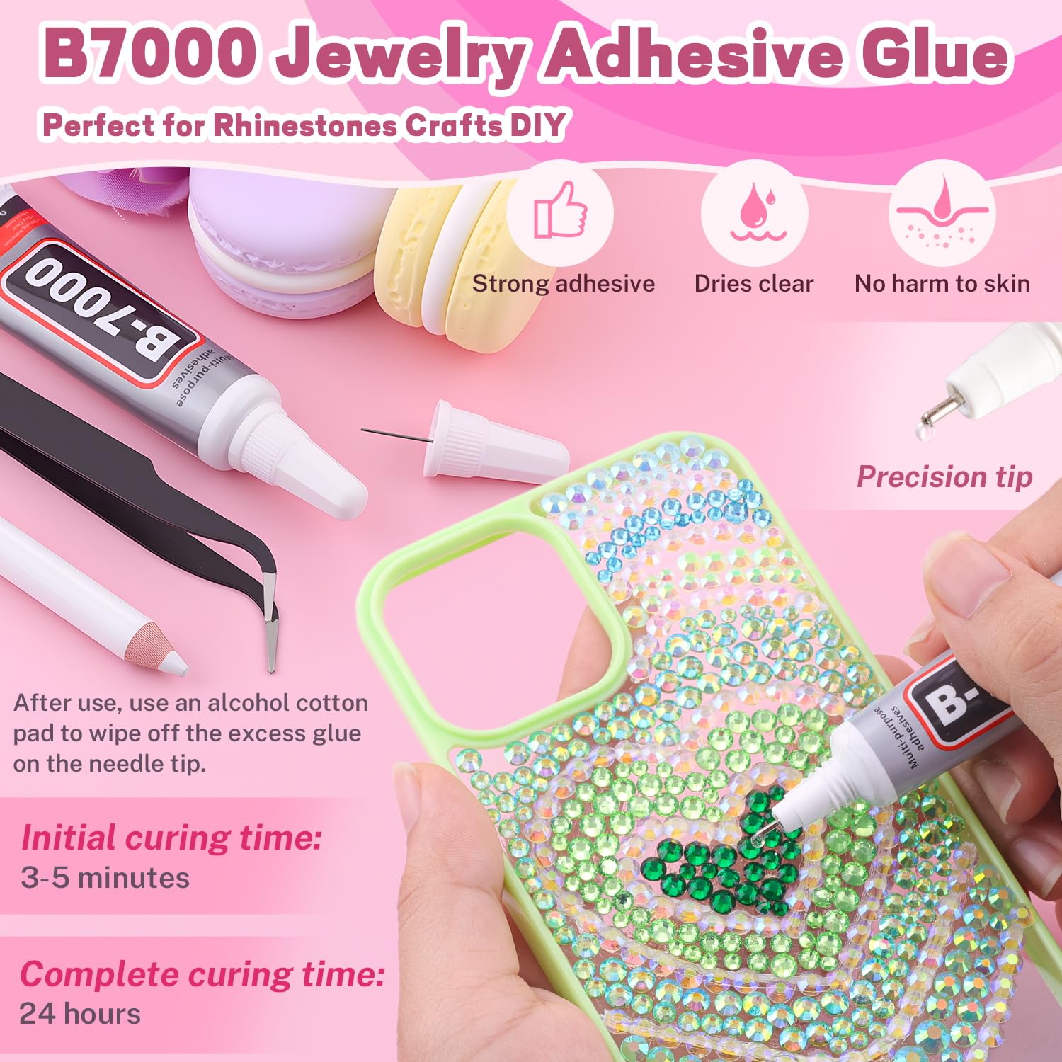 20000Pcs Green Rhinestones for Bedazzling with 1Pcs B7000 Jewelry Glue, Resin Rhinestones for Crafting Crafts DIY, Bedazzler Kit Gems for Clothing Shoes Tumblers Nail Art Assorted Size 3/4/5/6mm-Velvo Beauty