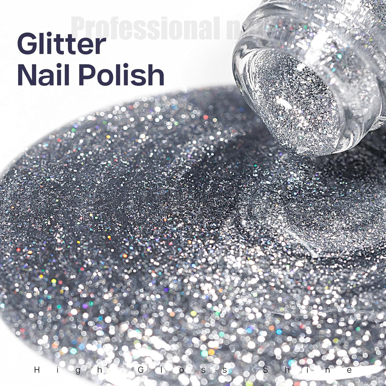 MIZHSE Quick Dry Glitter Silver Nail Polish, Classic Nail Polish Air Dry Fast, 15ml High Glossy Sparkly Shiny Shimmery Nail Art Salon Manicure Home-Velvo Beauty