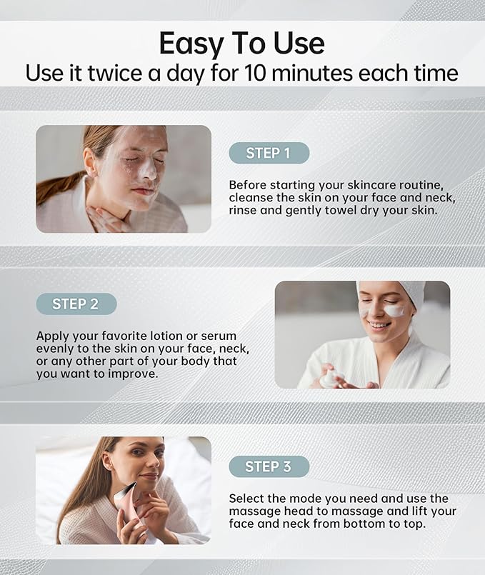 7 Color Light Therapy Facial Massager with Adjustable Vibration and Thermals for Wrinkles, Double Chin, Red Light Skin Care Tool with Base, Pink-Velvo Beauty