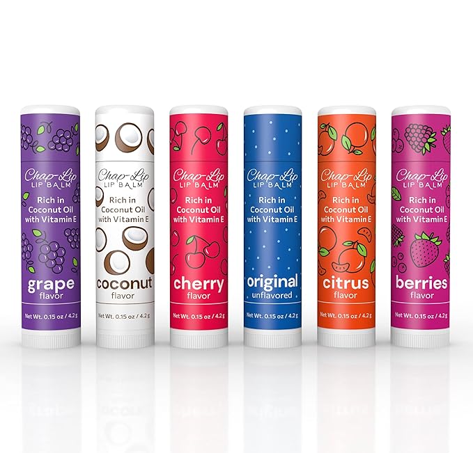 Rich in Coconut Oil & Vitamin E - Moisturizing, Ultra Conditioning & Hydrating - Total Lip Moisturizer & Lip Therapy Treatment - Happy Holidays 6 Flavor Assortment, 48 Count-Velvo Beauty