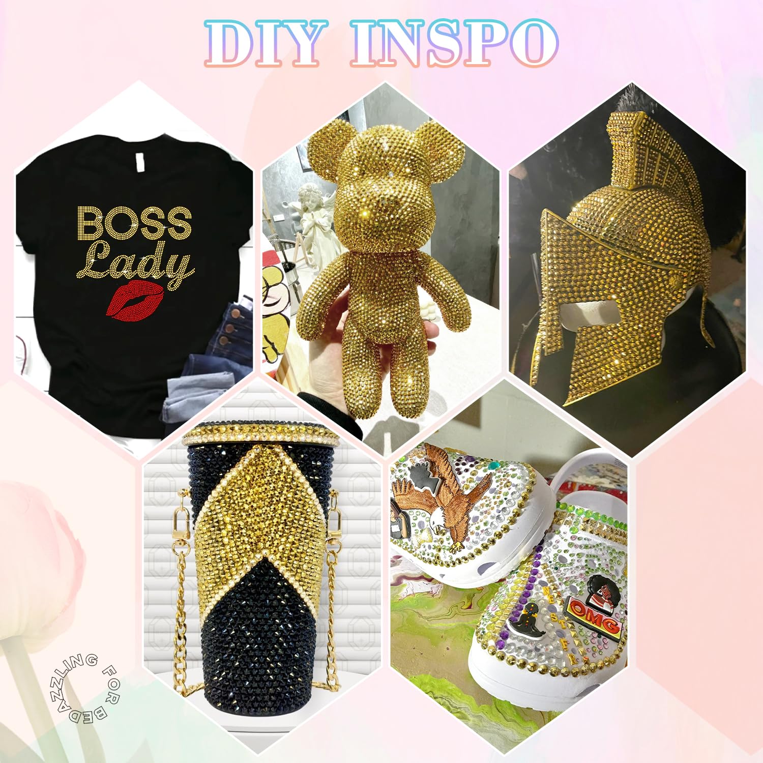 25000Pcs Resin Rhinestones with B7000 Jewelry Glue for Crafting, Copper Gold 2-6mm Non Hotfix Flatback Gems, Bedazzling Crystal for DIY Crafts Clothing Tumblers Mugs Shoes Fabric Nail Art-Velvo Beauty