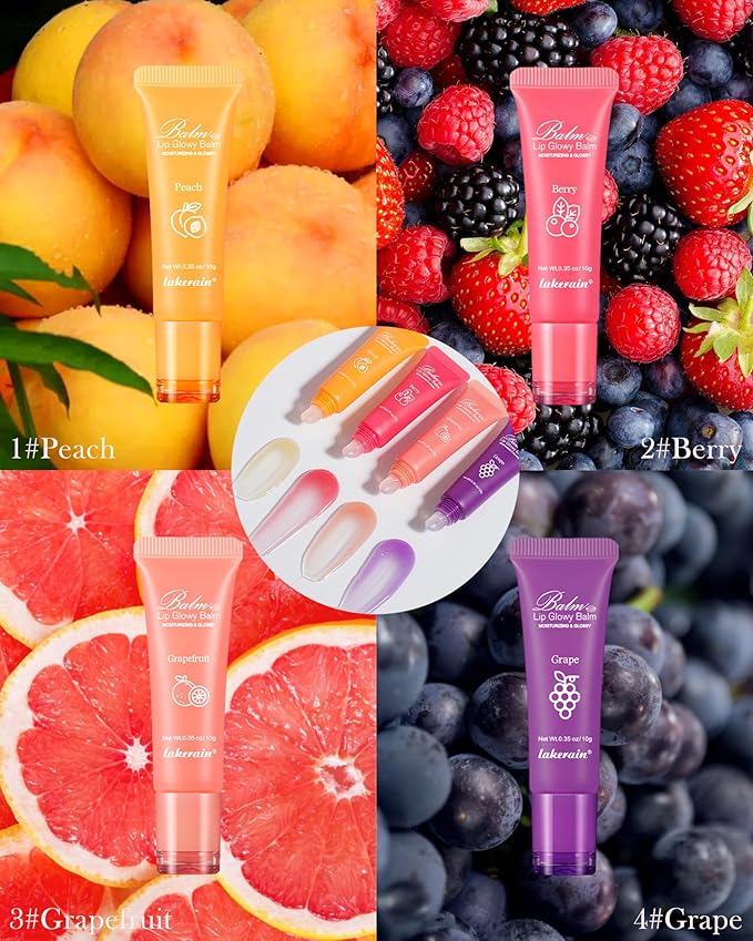 Moisturizer Lip Glowy Balm, Hydrating & Nourishing Repair Sleeping Lip Mask, Shine Glossy Finish Lip Oil, Day and Night Smooth Cracked Chapped Dry Lips, Lip Care Therapy Treatment for Women-4#Grape-Velvo Beauty