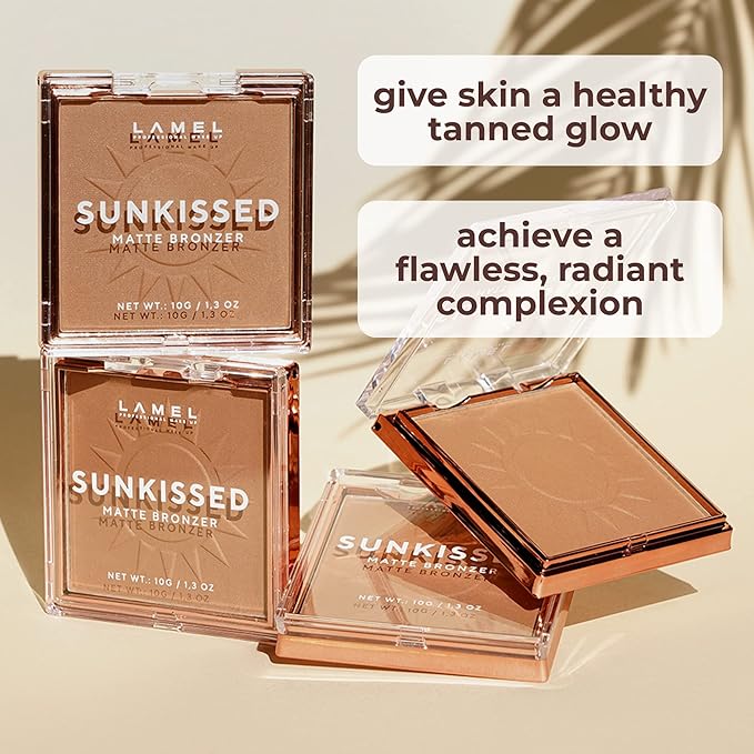 LAMEL Sunkissed Matte Bronzer Face Powder - Non-Shimmer, Long Lasting, Non-Greasy Bronzing Organic Makeup Formula - Matte Finish - Natural Tan Skin - N. 401-0.35oz.-Velvo Beauty
