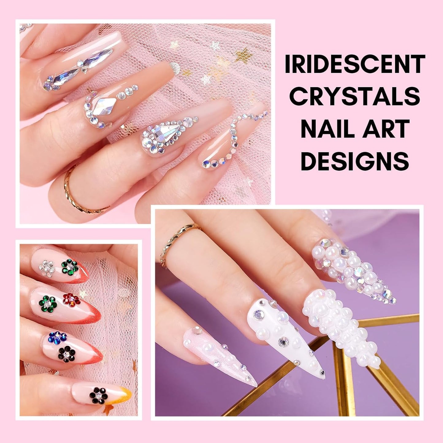 Makartt Rhinestone Glue Kit, 8ml Gel With Brush Pen Tip, Mixed Color Rhinestones, Pearls, Diamonds & Iridescent Crystals for Nail Art, DIY Home Decor, Christmas Design-Velvo Beauty