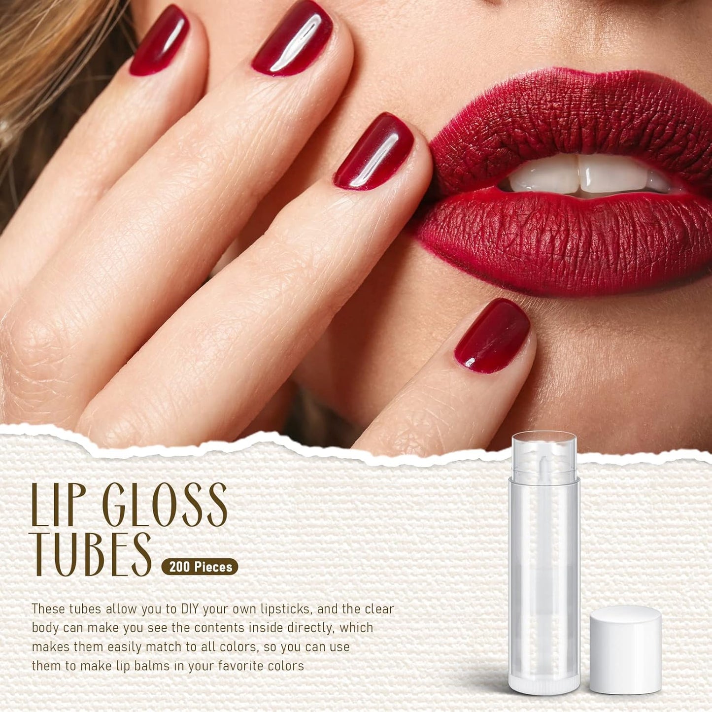 Nuanchu 200 Pcs Lip Balm Tubes Empty Lip Gloss Tubes Bulk Women 0.186 Oz/ 5.5 ml Lip Gloss Container Kit Clear PVC Lip Containers with Caps for DIY(White, Clear)-Velvo Beauty