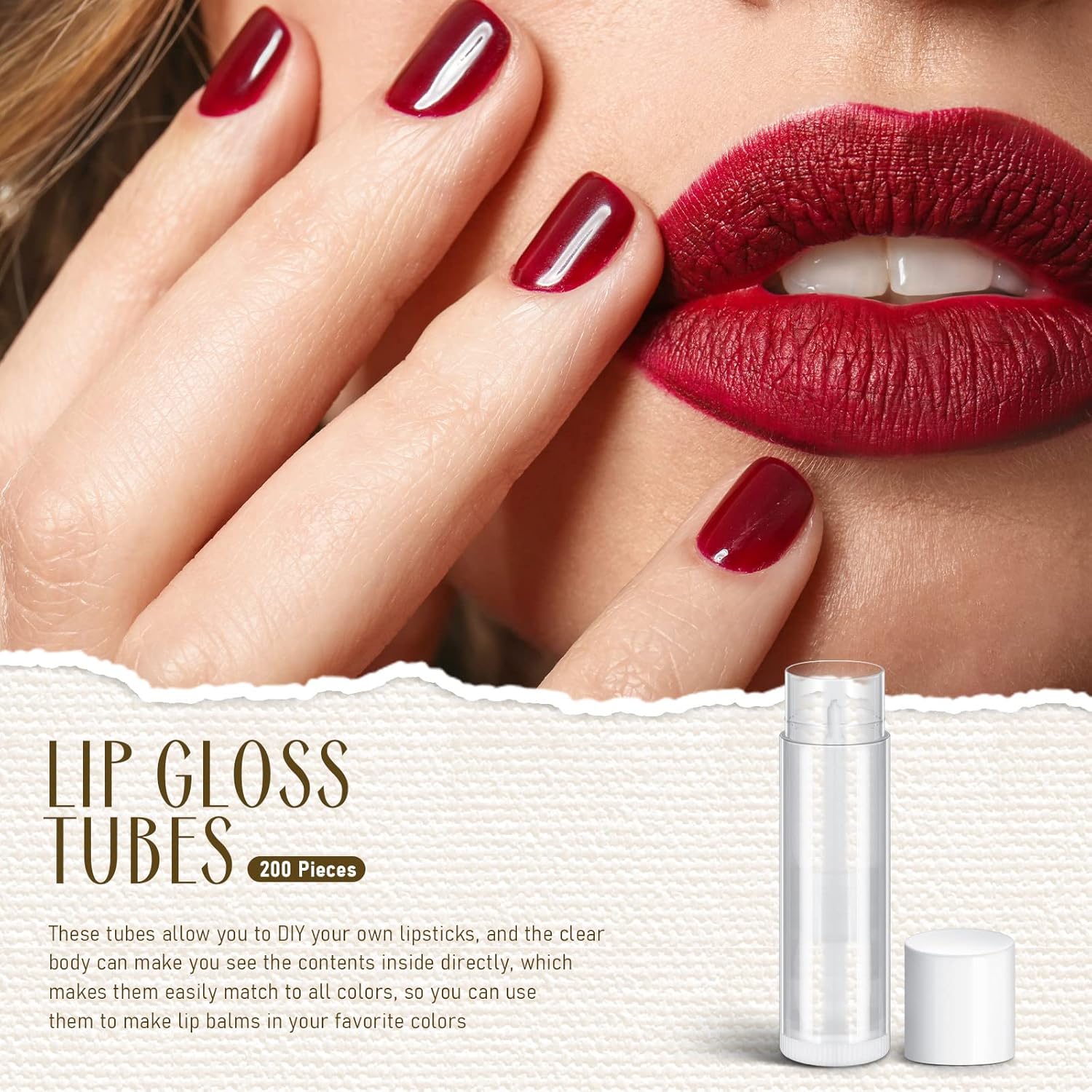 Nuanchu 200 Pcs Lip Balm Tubes Empty Lip Gloss Tubes Bulk Women 0.186 Oz/ 5.5 ml Lip Gloss Container Kit Clear PVC Lip Containers with Caps for DIY(White, Clear)-Velvo Beauty