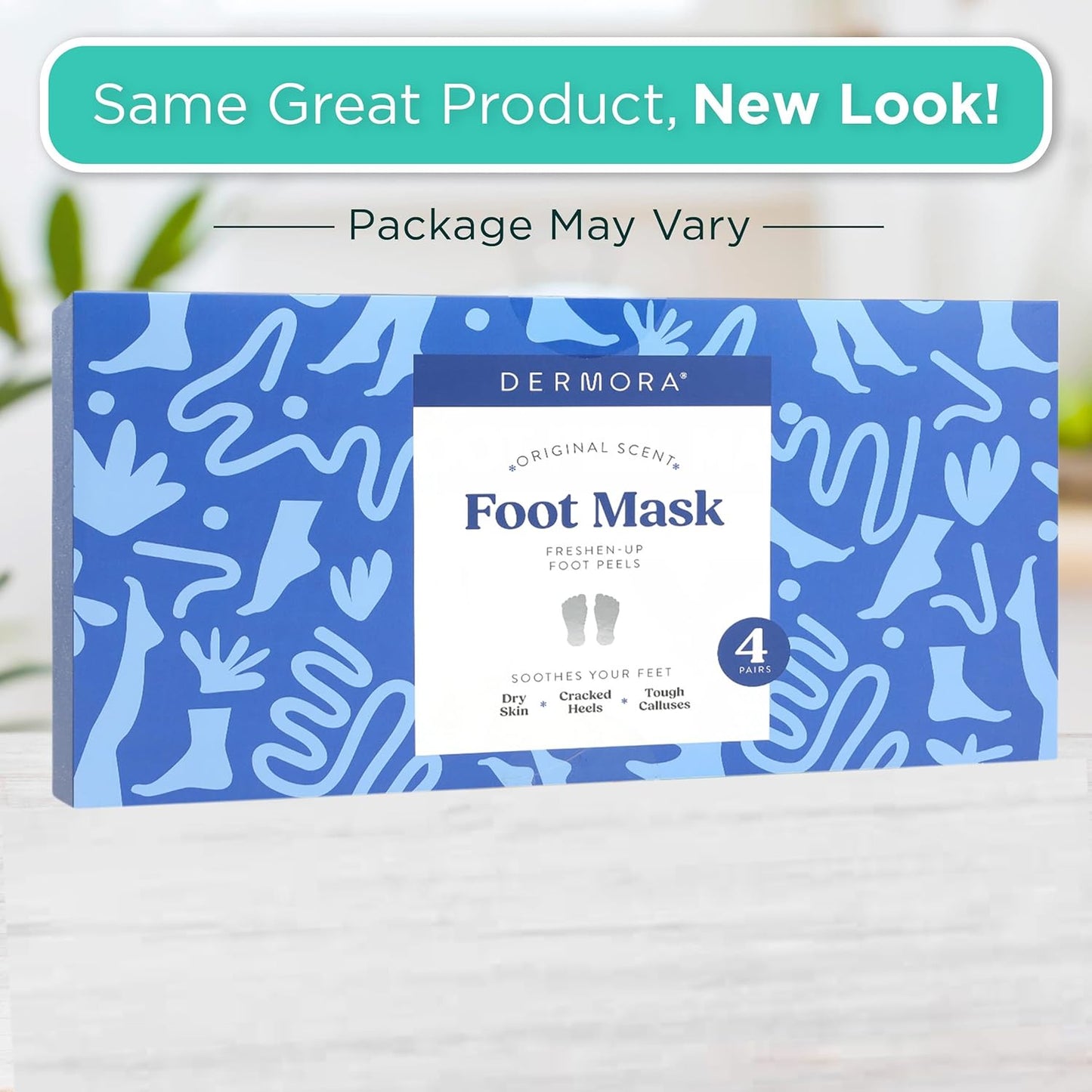 DERMORA Foot Peel Mask | Skin Exfoliating Foot Masks | Dry, Cracked Feet, Callus, Dead Skin Remover | Baby Soft Feet | Original Scent | Pack of 4 | Regular-Velvo Beauty