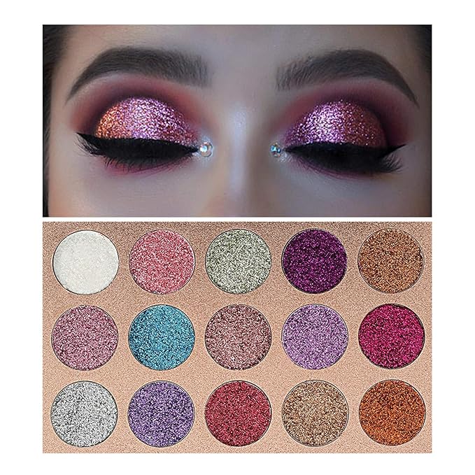 15 Colors Eyeshadow, Glitters Shimmer Pigment Pressed Makeup Palette Eyes Cosmetic-Velvo Beauty