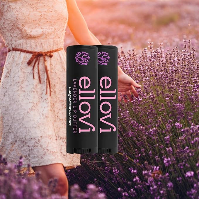 Natural Lip Butter Lip Balm - Lavender - Pure Enough to Eat - Made With Just 6 Vegan Ingredients - 100% Natural & Organic Moisturizing Lip Care for All Day Hydration (2-Pack)-Velvo Beauty