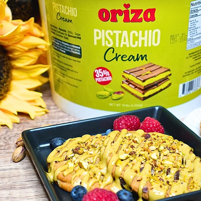 Oriza Pistachio Cream, 10lbs Pail (Pack of 2) – Premium Bakery Spread with 35% Pistachios, Palm Oil Free, Non-GMO – Ideal for Pastries, Gelato, Cakes & Dessert Filling-Velvo Beauty