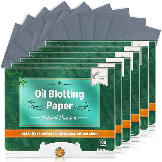 Natural Premium Oil Blotting Paper for Oily Skin with Bamboo Charcoal,26% Larger Oil Blotting Sheets for Face,Makeup Friendly Oil Absorbing Sheets 600 Sheets-Velvo Beauty