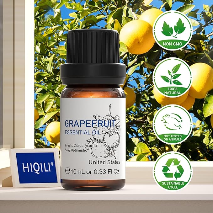 HIQILI Grapefruit Essential Oil, for Diffuser, Skin Care, 100% Pure and Natural - 0.33 Fl Oz-Velvo Beauty