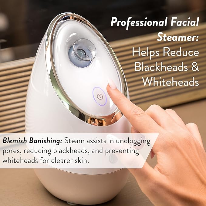 Facial Steamer SPA+ by Microderm GLO - Best Professional Nano Ionic Warm Mist, Home Face Sauna, Portable Humidifier Machine, Deep Clean & Tighten Skin, Daily Hydration for Maximum Serum Absorption-Velvo Beauty