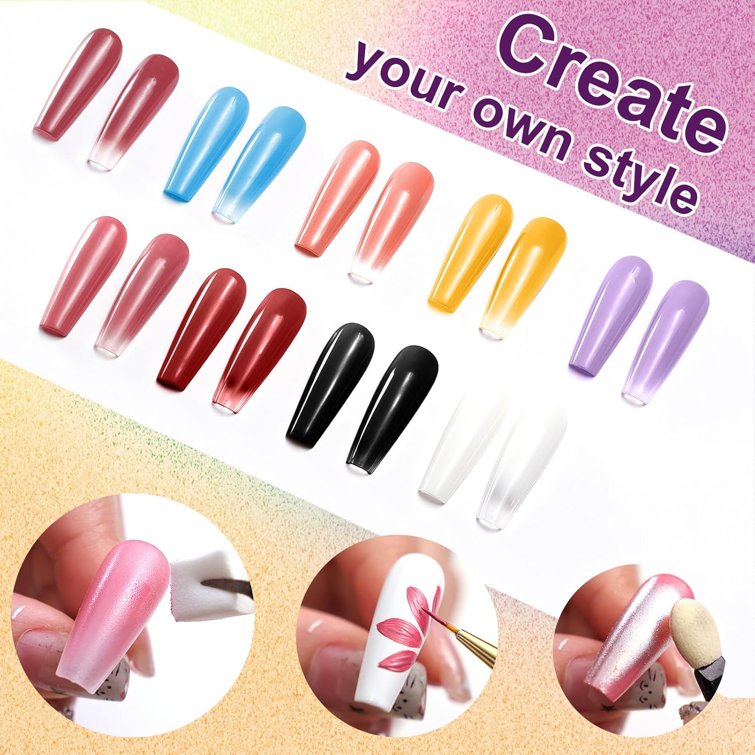 Gradient Painting Gel, 9 Colors Ombre Gel Nail Polish forPigment Pat Aura Nails French Manicure Soak Off UV Long-lasting Home Salon DIY Nail Art Victorian Oddity Color-Velvo Beauty