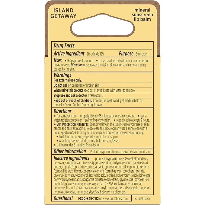 Burt’s Bees SPF 30 Lip Balm Mothers Day Gifts for Mom, Island Getaway - Coco Loco, Beaches & Cream, Tropic Like It's Hot, Water-Resistant Sun Care, Natural Origin Lip Treatment, 3 Tubes, 0.15 oz-Velvo Beauty