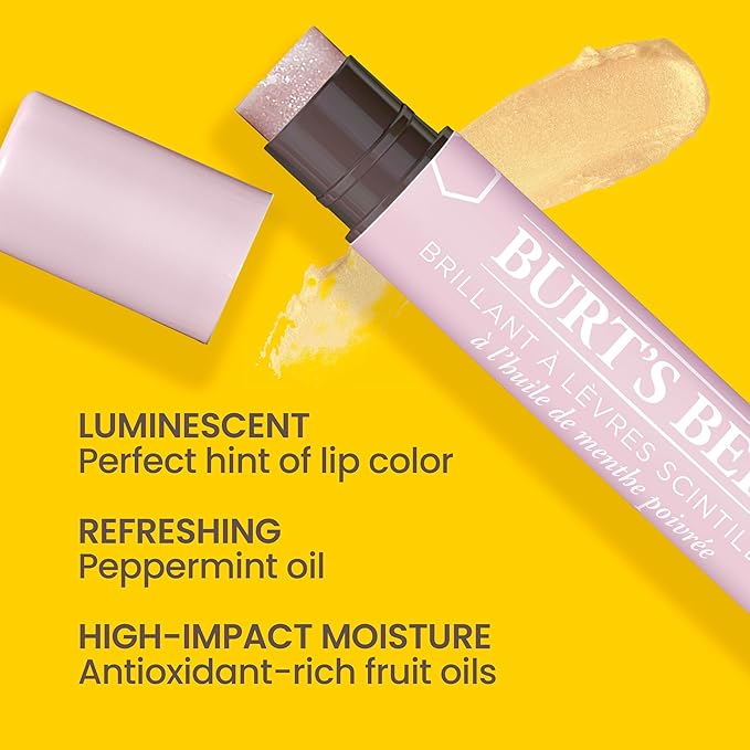 Burt's Bees Shimmer Lip Tint Set, Tinted Lip Balm Stick, Moisturizing for All Day Hydration with Natural Origin Glowy Pigmented Finish & Buildable Color, Champagne (4-Pack)-Velvo Beauty