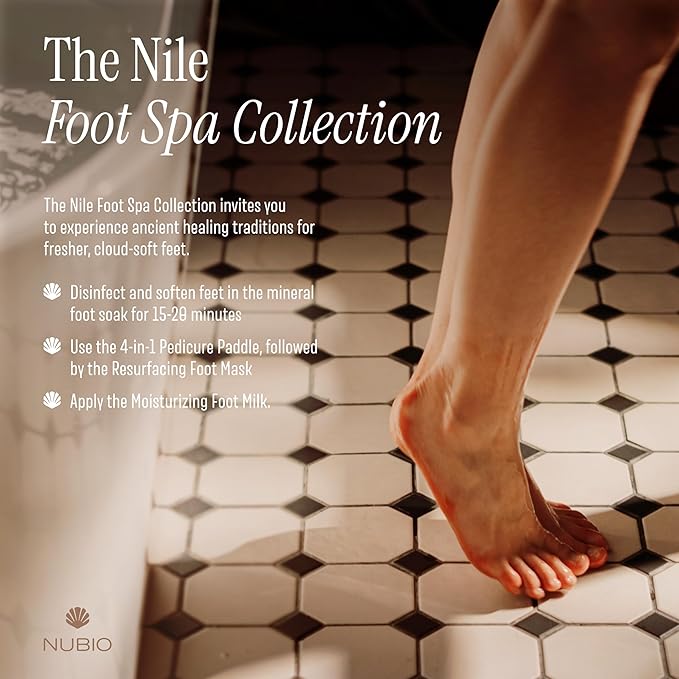 Nubio Foot Spa Collection for Women & Men - Exotic Hydration & Pampering for Dry Feet - Includes 6 x Foot Peel Masks, 2lb Epsom Salt Foot Soak, 5oz Moisturizing Milk, & All-in-1 Pedicure Paddle-Velvo Beauty