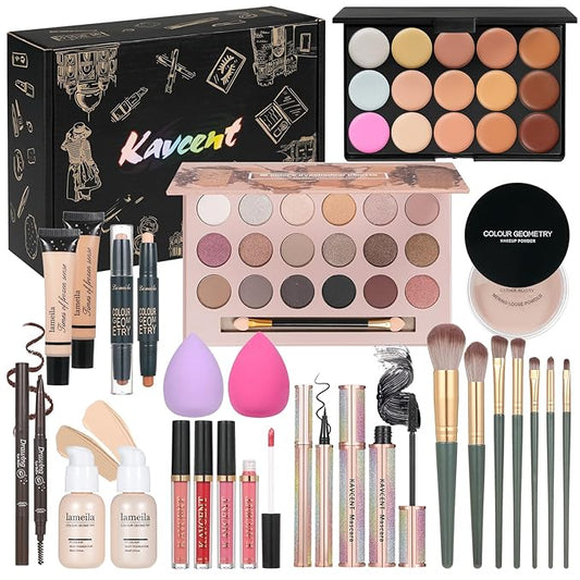 Makeup Kit Makeup Sets for Teens Makeup kits for Women Teenagers Make up Eyeshadow Palette Foundation Concealer Lipgloss Loose Powder Makeup Kit for Women Full Kit-Velvo Beauty