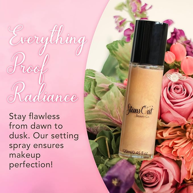 StansOut Beauty Co Bridal Glow Setting Spray | Dewy Illuminating Face Mist Fixing Spray for Makeup Finish | Long-Lasting Makeup Setting Spray for Face Paint, Dewy Finish, and Mature Skin 120ml-Velvo Beauty