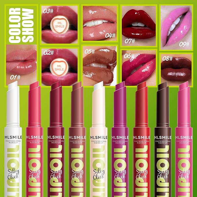 3 Colors Fat Lip Oil Click Slick, Moisturizing and Long-lasting Lip Balm, Non-stick and High Pigment Lip Glow Oil, Lightweight Lip Plumper with Coconut Oil (Set: C)-Velvo Beauty