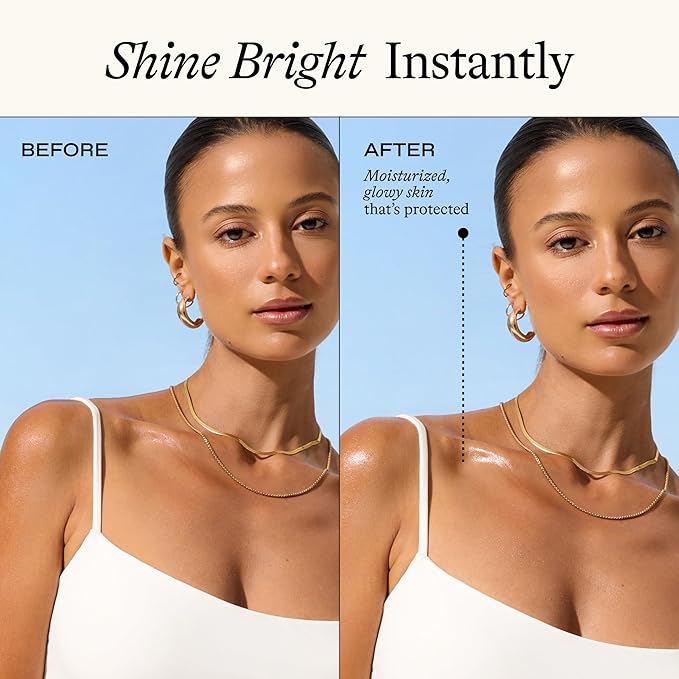 Everyday Humans Sun Glazed SPF30 Sheer Body Glow Oil with Gold Mica | Hydrating Non-Sticky Glowing UV Protection Cruelty Free 5.1 Fl Oz | Bergamot, Squalane, Jojoba Seed Oil | UVA/UVB Broad Spectrum-Velvo Beauty