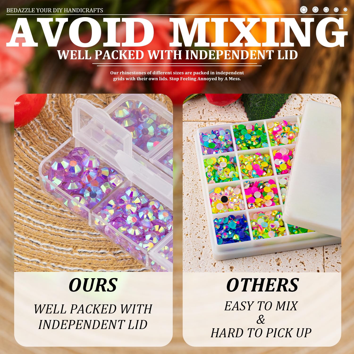 Resin Rhinestones Crafting, 2/3/4/5/6mm Flatback Jelly Rhinestones, 2 Boxes Transparent Lavender Purple AB Non Hotfix Gems for Bedazzling Crafts Mugs Tumblers Clothes Makeup Nail-Velvo Beauty