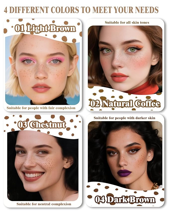 Freckle Pen, 4 Colors Kit - Natural Lifelike Faux Freckle Makeup Pen, Waterproof Long Lasting, Create Sunkissed Skin(4Pack)-Velvo Beauty