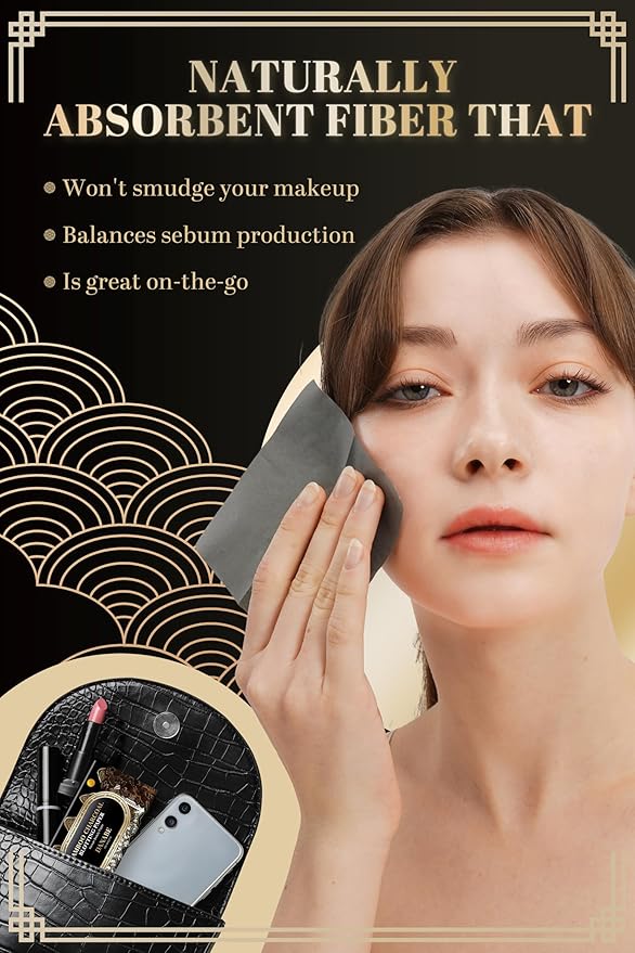 [KPOP Beauty] Makeup Friendly Oil Blotting Paper - DANABE Bamboo Charcoal Face Oil Blotting Sheets | Korean Skincare Oil Absorbing Sheets for Face (4x3.6 in.100 Large Sheets)-Velvo Beauty