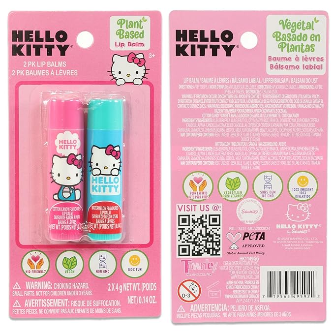 Hello Kitty Lip Balm Tubes - Bundle with 8 Hello Kitty Lip Balms in Assorted Flavors for Party Favors Plus Hello Kitty Stickers, Sticker Activity Book, More | Hello Kitty Party Favors-Velvo Beauty