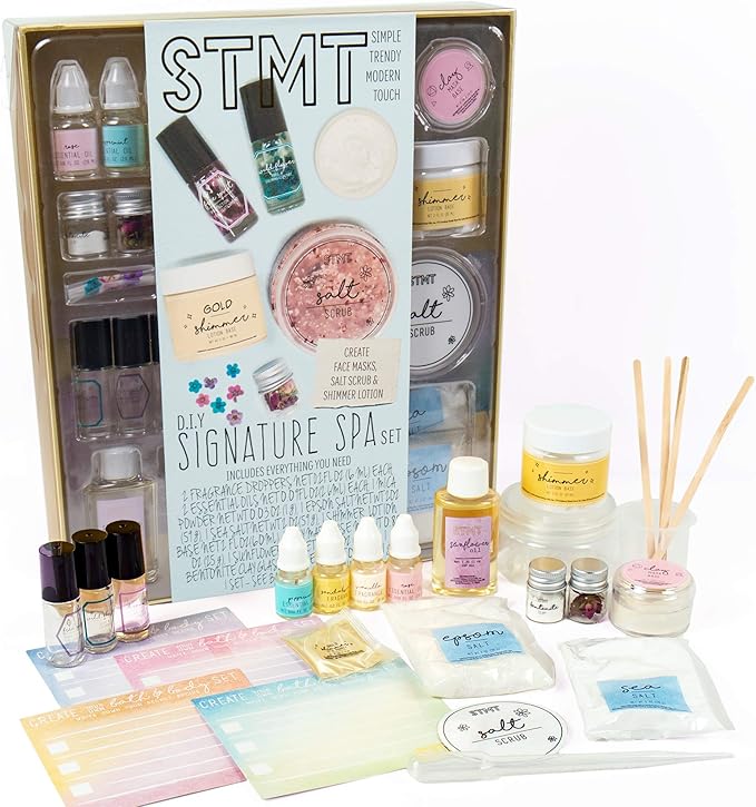 STMT DIY Signature Spa Set by Horizon Group USA, Mix & Make Your Own Spa Supplies with Salt Scrubs, Fragrances & Shimmer Lotions. Multicolored-Velvo Beauty